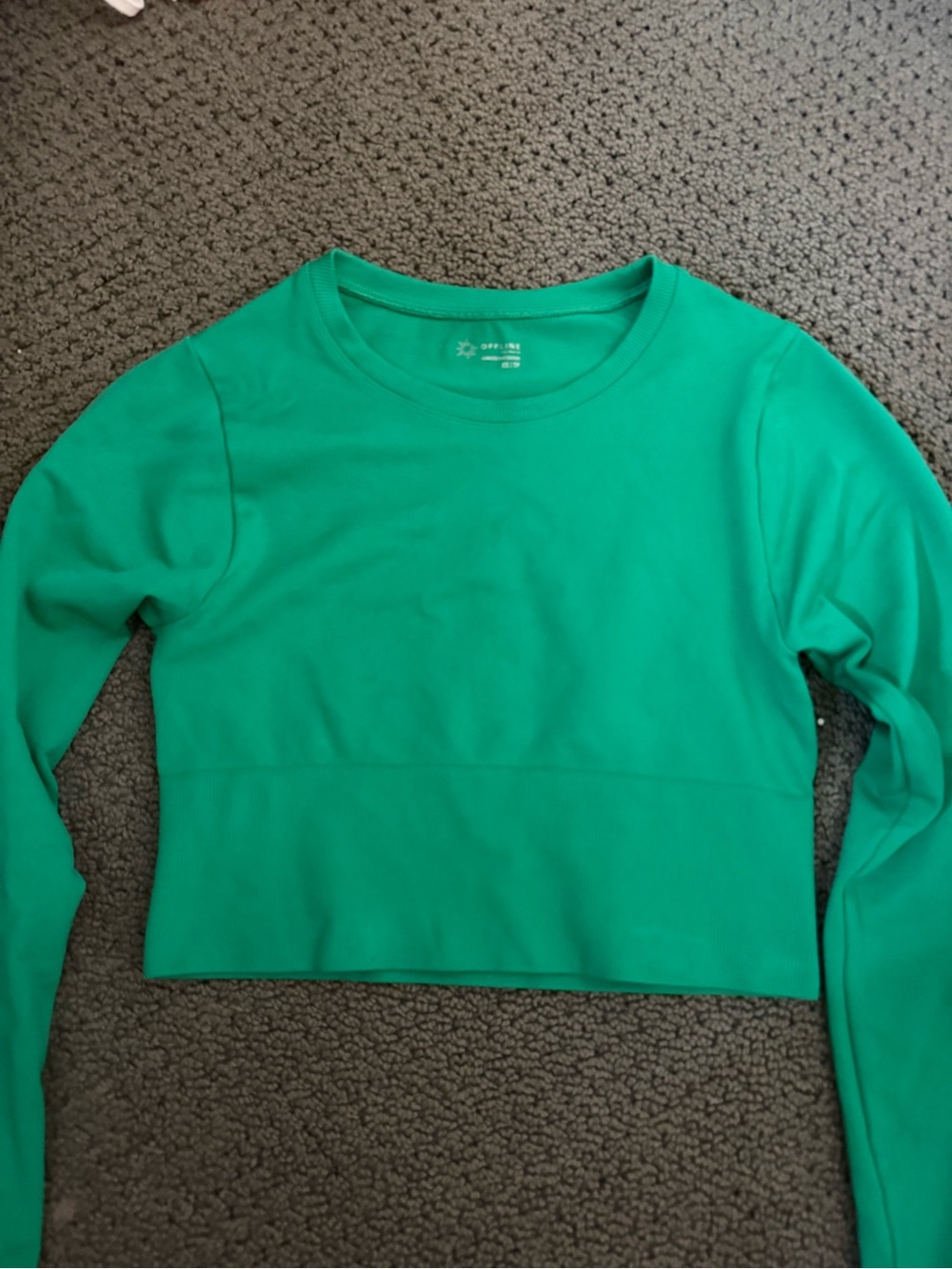 aerie Emerald Green Long Sleeve Crop Top